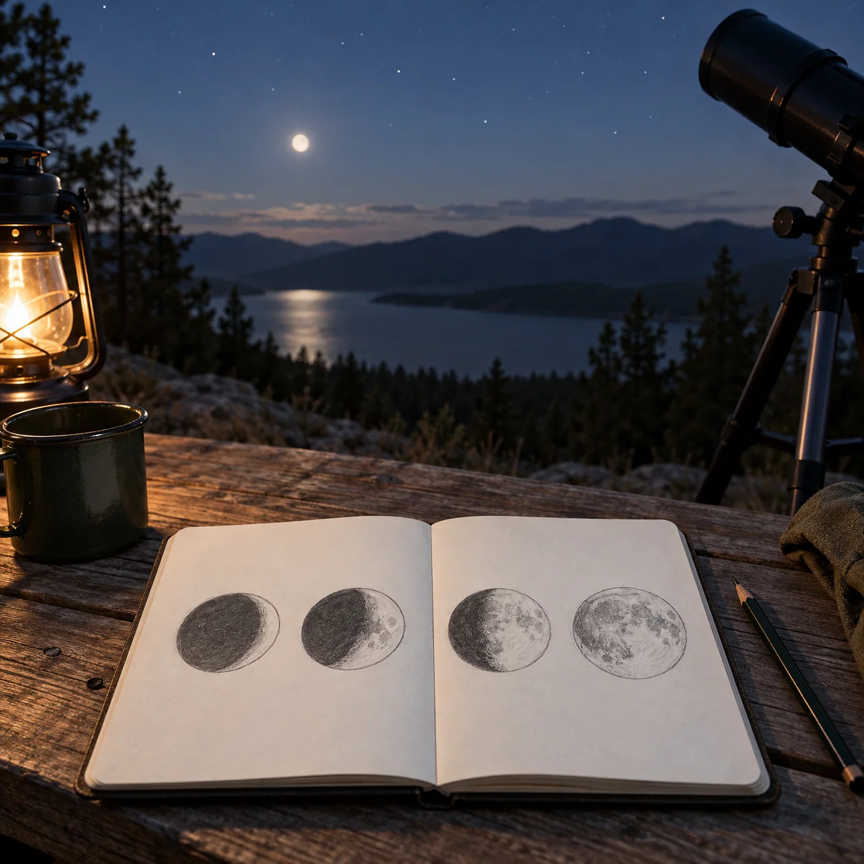A Four-Night Moon Sketch: Follow the Moving Shadow Line